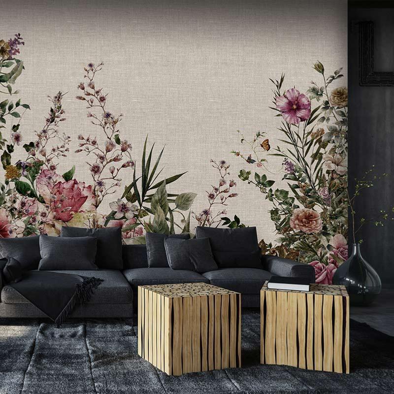 Papier peint panoramique floral Damas 336x270