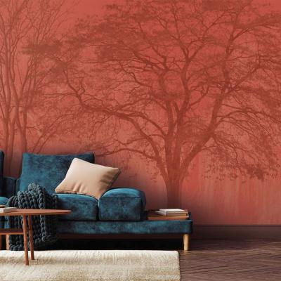 Papier peint forêt panoramique haut de gamme Silva Orange