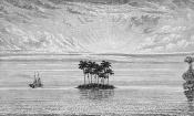 Papier peint île deserte grisaille Island