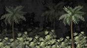 Papier peint noir et vert panoramique Jungle Walk