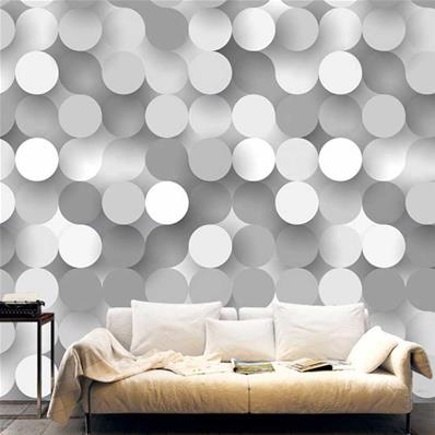 Papier peint 3D panoramique gris et blanc Roundy
