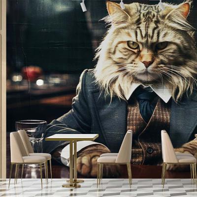 Papier peint chat en costume panoramique restaurant Bar Cat