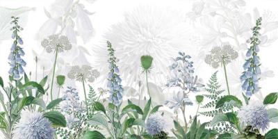 Papier peint illustration florale Blue Fields