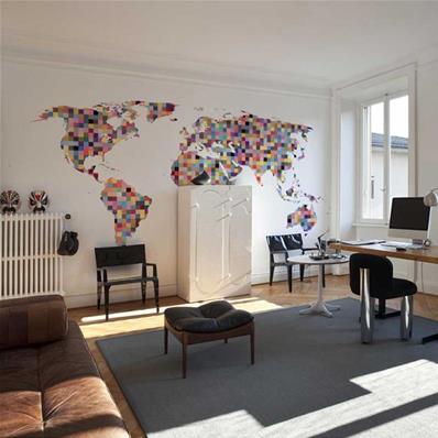 Papier peint carte du monde Pixel