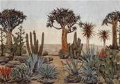 Papier peint paysage aride et cactus Meiji