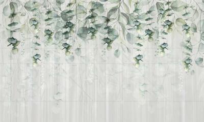 Papier peint panoramique feuillage eucalyptus tombant Green House