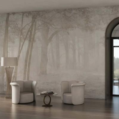 Papier peint forêt beige panoramique Madreselva