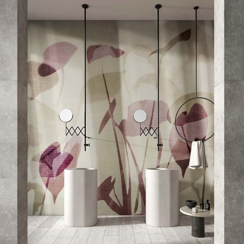 Papier peint étanche pour salle de bain motif feuillage Neta