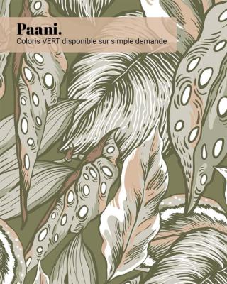 Papier peint feuillage tropical vert canard panoramique Paani