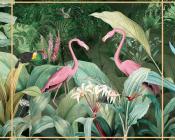 Papier peint flamants roses panoramique exotique Flamingo In Love SUR-MESURE