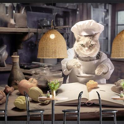 Papier peint chat cuisinier en costume panoramique Cook Cat