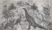 Papier peint design dinosaure grisaille Heartland