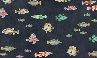 Papier peint design poissons multicolores Aquaticus