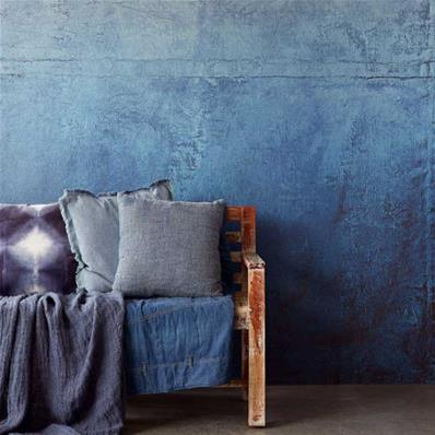 Papier peint aspect béton bleu industriel Lino 212x280