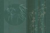 Papier peint motif bambous fond vert panoramique Emily