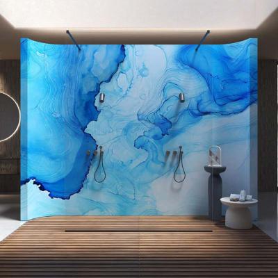 Papier peint douche et salle de bain bleu Bluedot