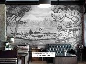 Papier peint paysage japonais noir et blanc Sho
