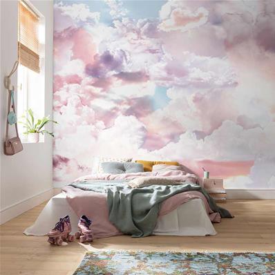Papier peint nuage rose Clouds 300x250