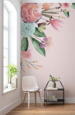 Papier peint panoramique petite pièce Fleur Bisou 200x250