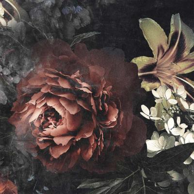 Papier peint fleurs géantes Audace Rose et Noir