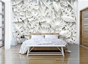 Papier peint 3D feuillage blanc Oleanes