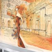 Papier peint aquarelle luxe Palazzo Serbelloni in fashion style