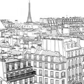 Papier peint croquis LES TOITS DE PARIS