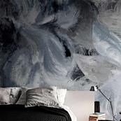 Papier peint chambre luxe gris et bleu Tempest