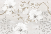 Papier peint fleurs japonaises et bambous Better Days Re-Edition