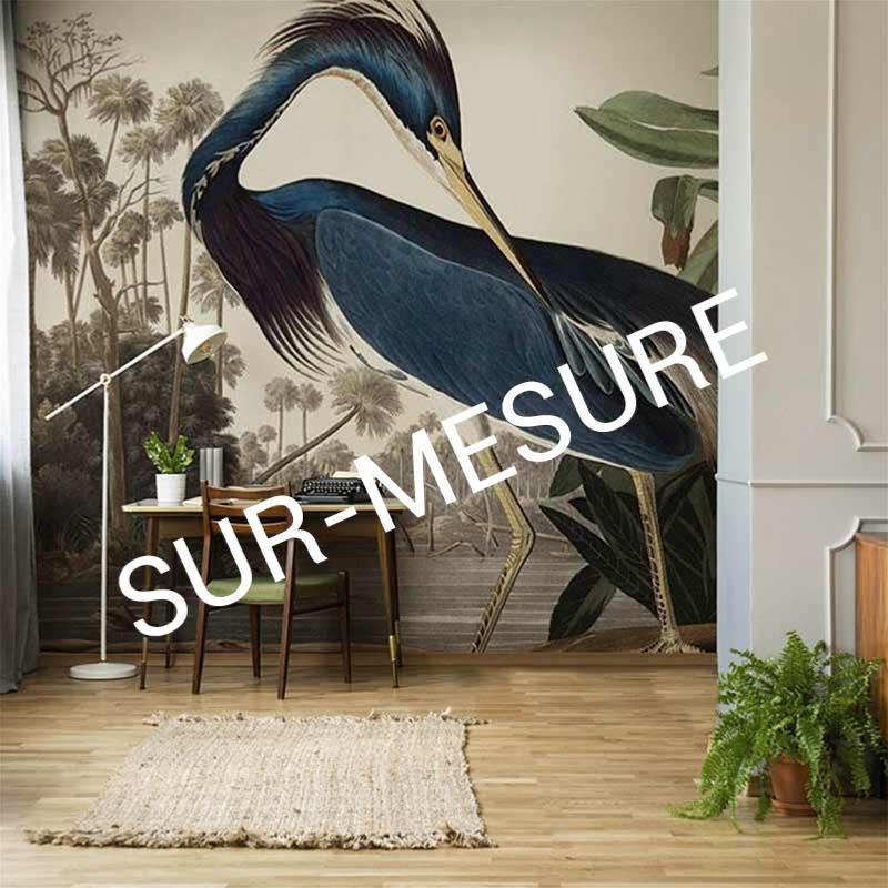 Papier peint haut de gamme Louisiana Heron SUR-MESURE