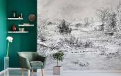 Papier peint paysage noir et blanc panoramique Brezo 380x250