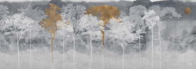Papier peint panoramique arbres effet métallisé Japan Forest SUR-MESURE