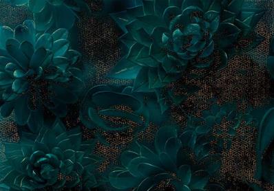 Papier peint bleu et or succulentes Ombres 400x280