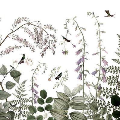 Papier peint fleurs et oiseaux Singing Bird