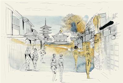Papier peint design illustration ville Tokyo