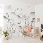 Papier peint chambre enfants animaux de la forêt Cozy Woods 400x280
