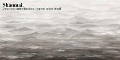 Papier peint paysage panoramique montagnes beige et ocre Shanmai