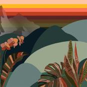 Papier peint paysage multicolore Melting-Pot