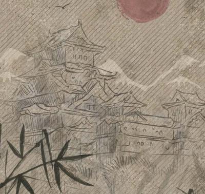 Papier peint paysage japonais panoramique Yama
