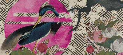 Papier peint oiseau panoramique graphique Sagi