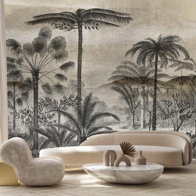 Papier peint paysage tropical noir et beige Ucayali