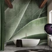 Papier peint spécial salle de bain feuillage vert Aloe