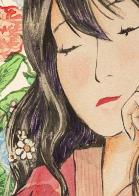 Papier peint japonais illustration femmes Kimono