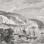Papier peint gravure ancienne panoramique Martinique