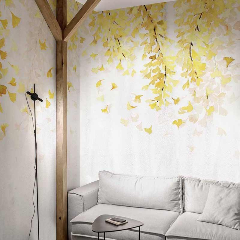 Papier peint arbre haut de gamme Yellow Ginkgo