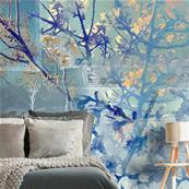 Papier peint arbre bleu design Argento