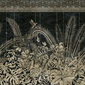 Papier peint jungle luxe noir et or Tampura