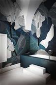Papier peint salle de bain design bleu Cloe