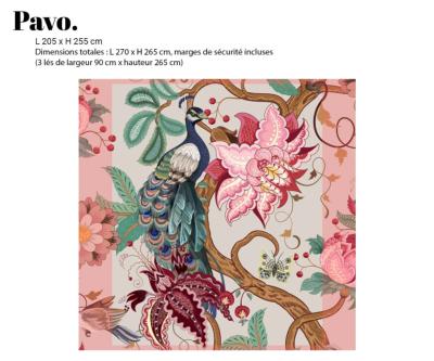 Papier peint panoramique fleurs et oiseaux Pavo 2  SUR MESURE