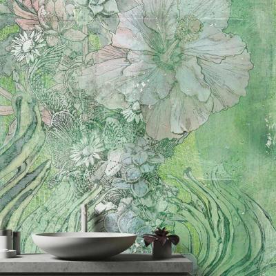 Papier peint salle de bain floral Equator